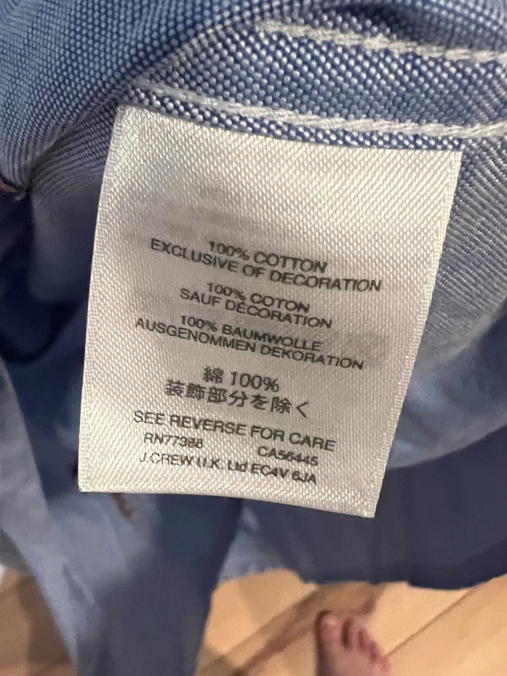 J. Crew Light Blue Short-Sleeve Button-Down Shirt with Small Embroidered Motifs